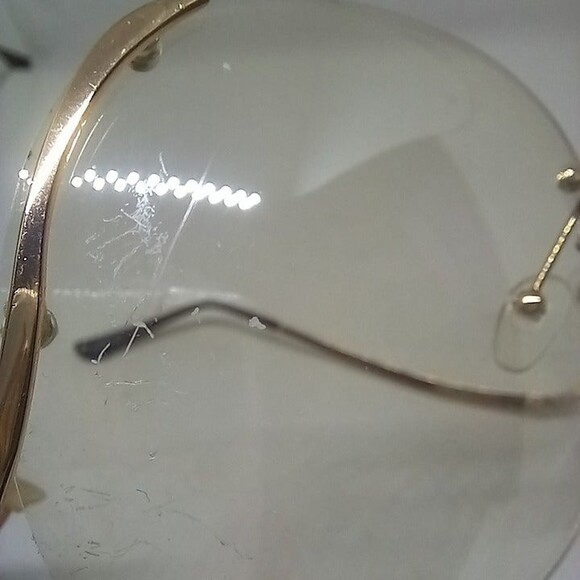 Oversized Drop Arm Rimless Fashion Glasses-Clear Lens-Low Temple-Swoop - Picture 7 of 8